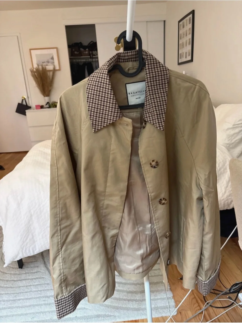 bagatelle Light Tan Men's Shirt Jacket with Checked Collar